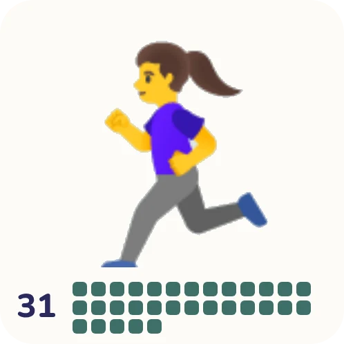 Streak “Jog 2 km” in Animodo: 31 days in a row